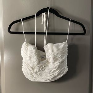 Zara white rouge halter cropped top